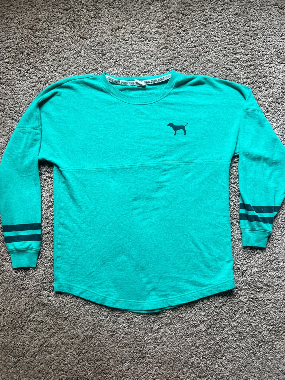 Victoria's Secret PINK Teal Long Sleeve lightweight sweatshirt size small